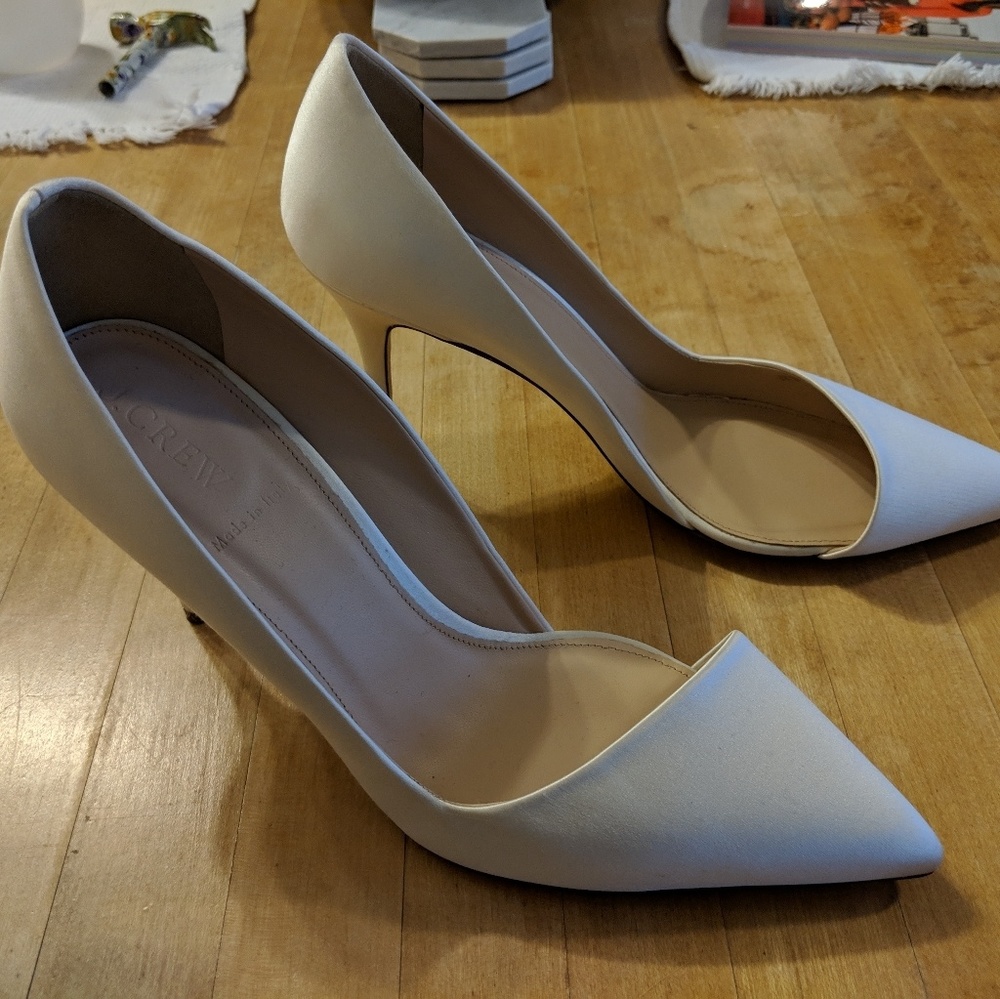 New JCrew satin pumps white wedding shoes size 8.5